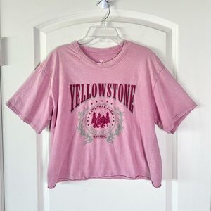 Organic Generation Pink and Red Yellowstone cropped Graphic Tee